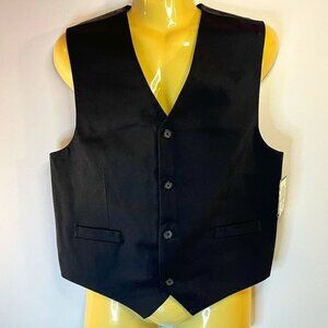Van Heusen Boy's Black Reversible Solid / Pinstripe Suit Vest - Size XL (18/20)